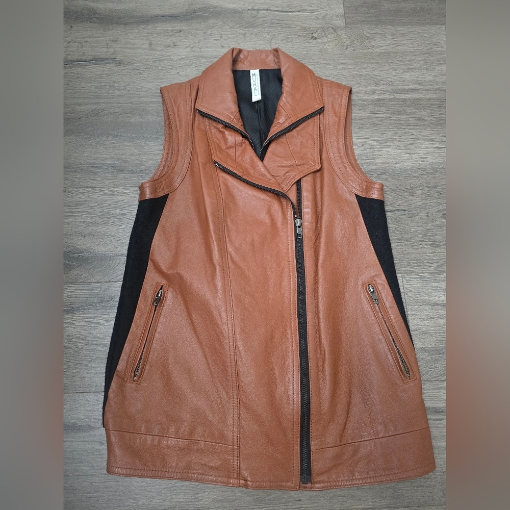 Mural Leather & Wool Womens Vest Size XS Heritage Quiet Lux Cabincore
